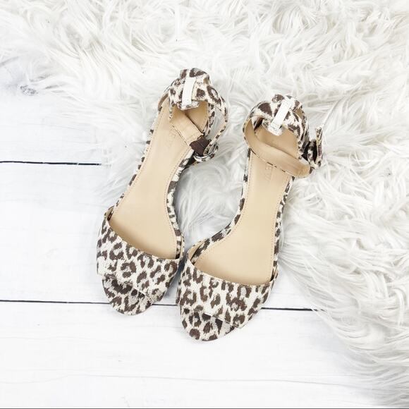 J. Crew Women's Laila‎ Leather Lining Leopard Wedge Ankle Strap Sandals Size 6.5 - Picture 2 of 6